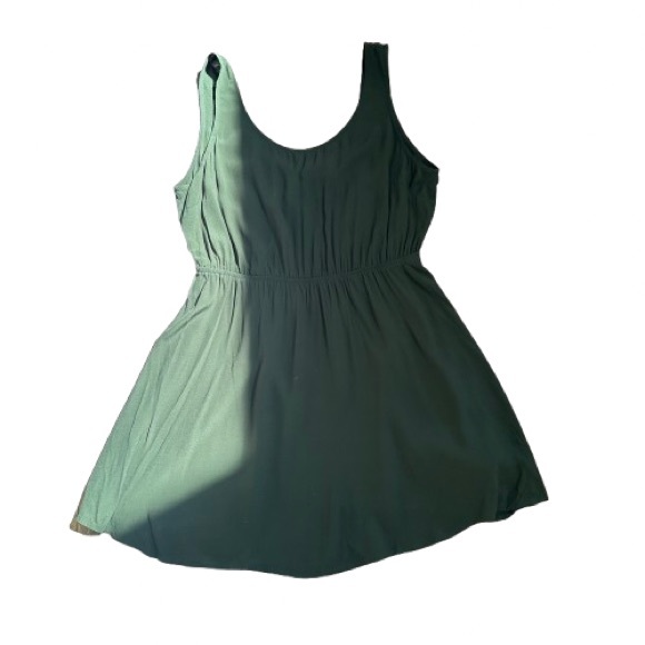 DARK OLIVE GREEN OPEN TIE BACK SLEEVELESS SUMMER DRESS  SIZE XL - Picture 2 of 11